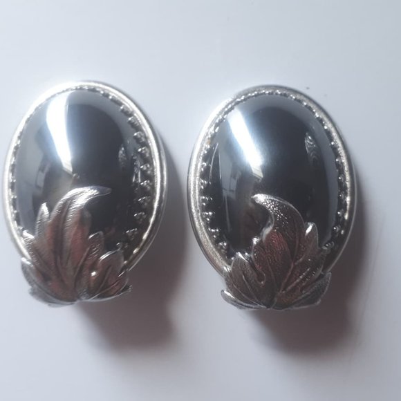 Art Nouveau Style Vintage Whiting & Davis Set - Bracelet & Clip on Earrings - Picture 5 of 6